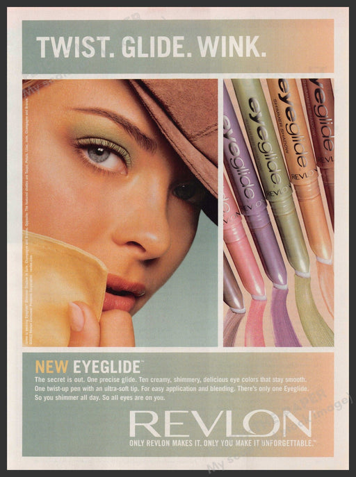 Revlon Cosmetics Eyes 2000s Print Advertisement 2003 Twist Glide Wink Fetch-the-Paper