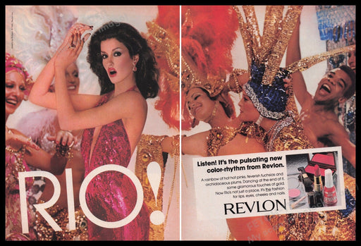 Revlon Cosmetics Show Girls 1980s Print Advertisement (2 pages) 1980 Fetch the Paper!