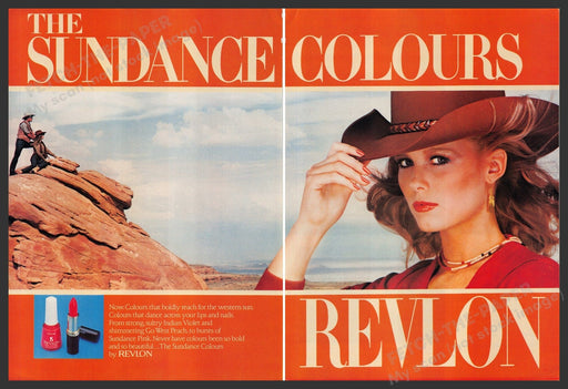 Revlon Cosmetics The Sundance 1980s Print Advertisement (2 pages) 1981 Fetch-the-Paper