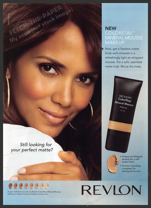 Revlon Halle Berry 2000s Print Advertisement 2009 Colorstay Mousse Makeup Revlon