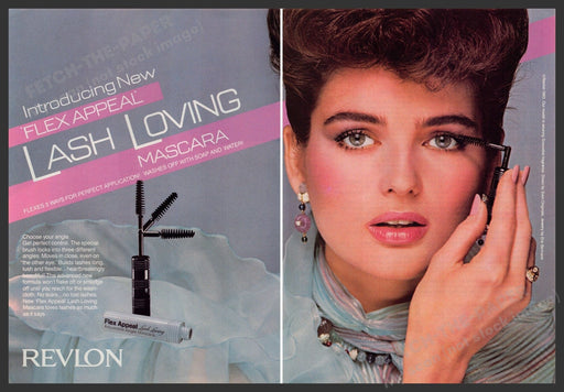 Revlon Lash Paulina Porizkova 1980s Print Advertisement (2pg centerfold) 1983 Fetch-the-Paper