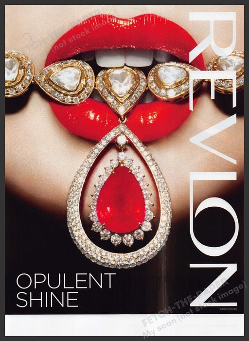 Revlon Opulent Shine Lipstick 2000s Print Advertisement Ad 2013 Red Lips Fetch the Paper!