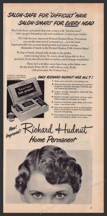 Richard Hudnut Home Permanent 1940s Print Advertisement Ad 1949 Fetch-the-Paper
