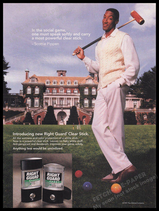 Right Guard 1990s Print Advertisement Ad 1997 Scottie Pippen Fetch the Paper!