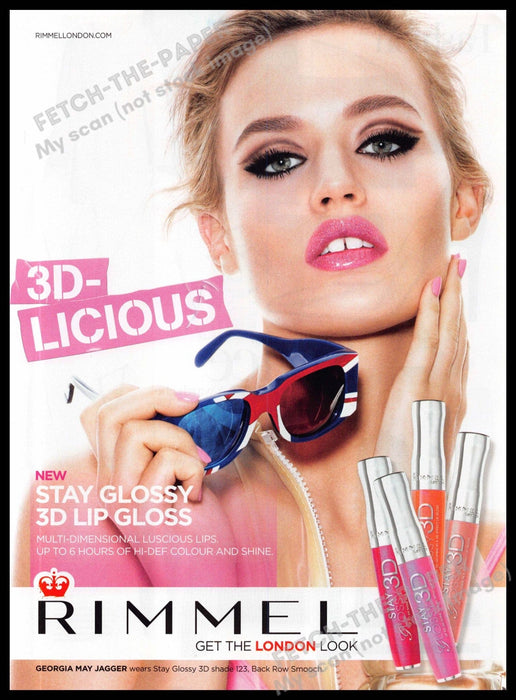 Rimmel 2010s Magazine Print Ad 2013 Georgia May Jagger 3D-Licious Lips Rimmel