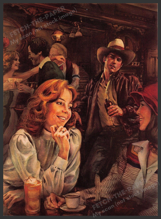 Rob Sauber Artist 1980s Magazine Illustration 1983 Girls Cowboy Bar Fetch-the-Paper
