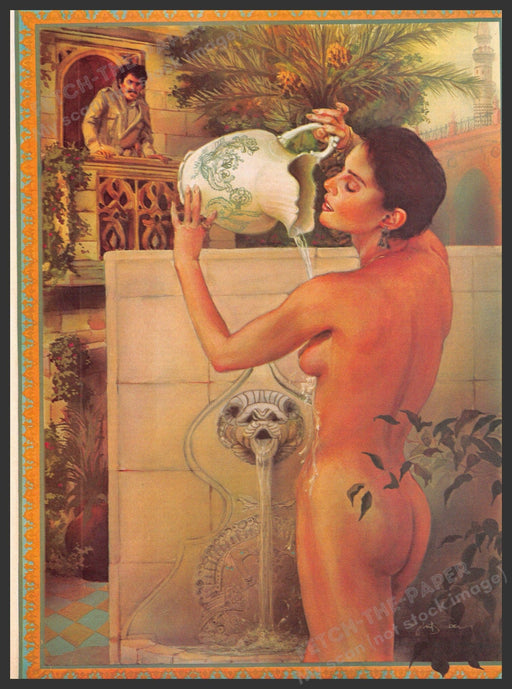 Rob Sauber Artist 1980s Magazine Illustration 1984 Fountain Bare Outdoor Water Rob Sauber