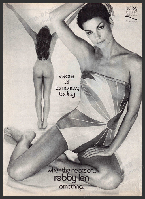 Robby Len 1980s Magazine Print Ad 1981 Swimwear Bare Backside "Or nothing" Fetch-the-Paper