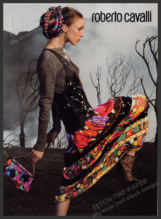 Roberto Cavalli Clothing 2000s Print Advertisement Ad 2008 High Fashion Fetch the Paper!