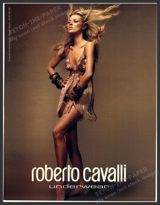 Roberto Cavalli Kate Moss 2000s Print Advertisement 2005 Underwear Waif Fetch-the-Paper