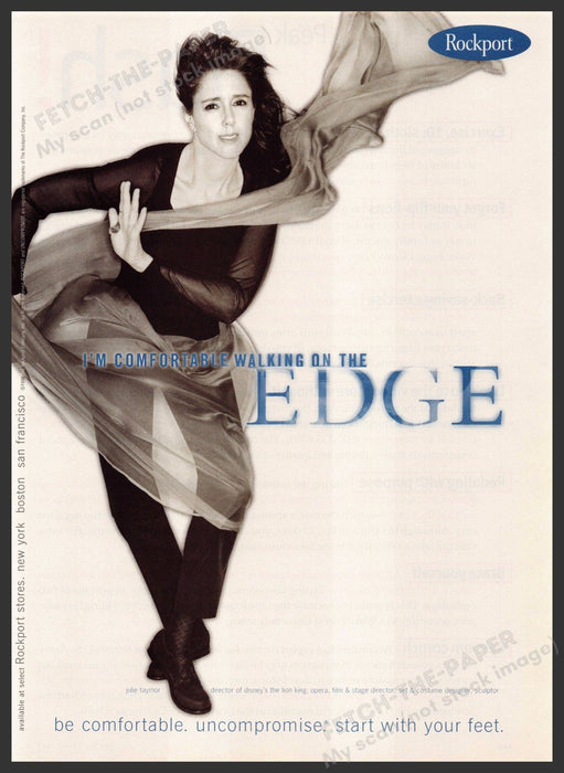 Rockport 1990s Magazine Print Advertisement 1998 Julie Taymor "Walking on edge" Rockport