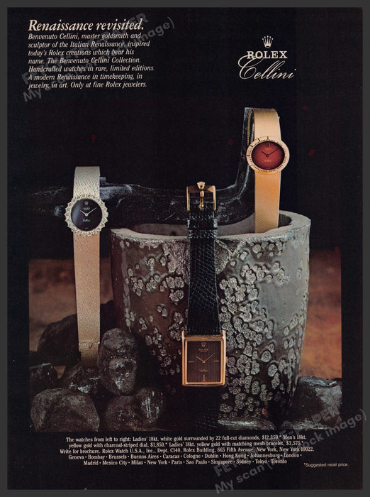 Rolex Cellini Watches 1970s Print Advertisement 1979 Renaissance Revisited Fetch-the-Paper