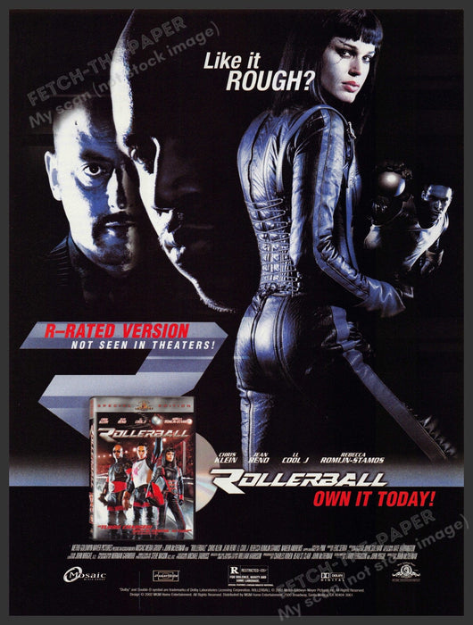 Rollerball Movie Release Rebecca Romijn 2000s Print Advertisement 2002 Fetch-the-Paper