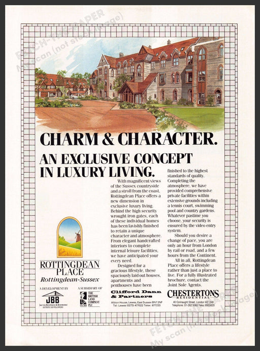 Rottingdean Place Real Estate 1980s U.K. Print Advertisement Ad 1986 Rottingdean Place
