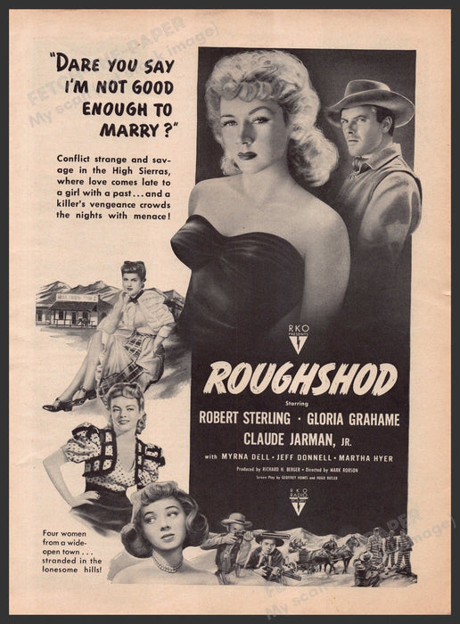 "Roughshod" Movie Release 1940s Print Advertisement Ad 1949 Western Fetch-the-Paper
