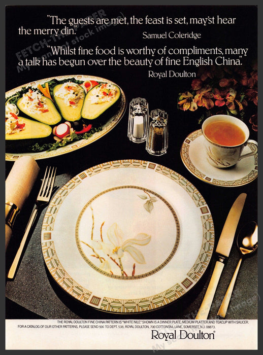 Royal Doulton 1980s Print Advertisement 1981 "White Nile" Pattern Fetch-the-Paper