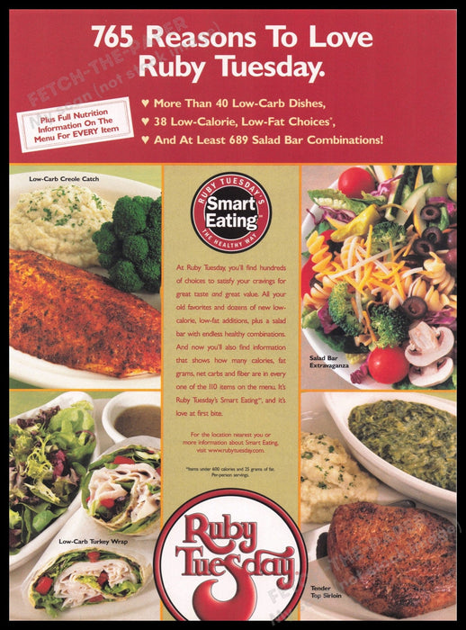 Ruby Tuesday Restaurant 2000s Print Advertisement Ad 2004 Fetch the Paper!