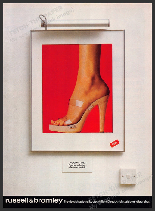 Russell & Bromley Shoes 1970s Print Advertisement Ad 1977 Art Display Fetch-the-Paper