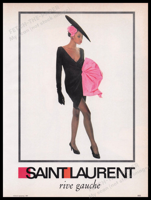 Saint Laurent Clothing Fashion 1980s Print Advertisement Ad 1987 Tall Legs Model Fetch the Paper!
