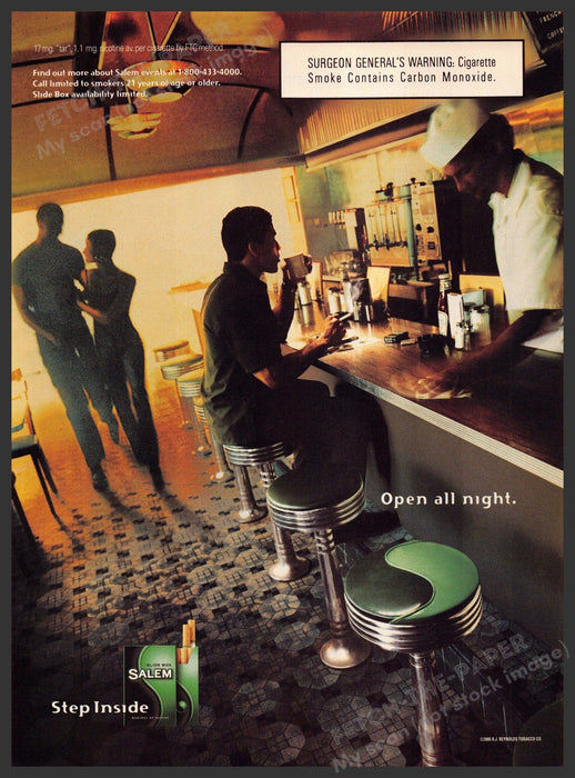 Salem 2000s Magazine Print Advertisement 2000 All Night Diner Salem Cigarettes