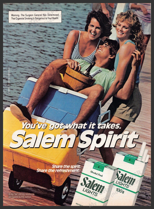 Salem Lights 1980s Magazine Print Advertisement 1984 Dock Coolers Dolley Salem Lights