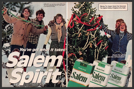 Salem Spirit 1980s Magazine Print Advertisement (2 pages) 1983 Christmas Tree Salem Spirit