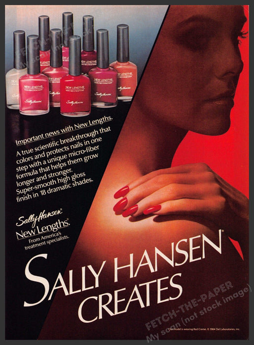 Sally Hansen 1980s Magazine Print Advertisement 1984 New Lengths Nails Sally Hansen