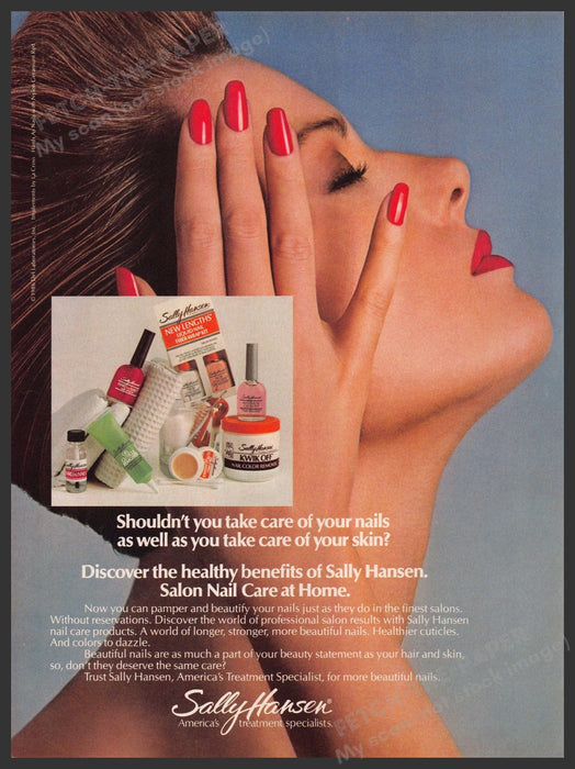 Sally Hansen 1980s Magazine Print Advertisement 1986 Salon Nail Care Sally Hansen