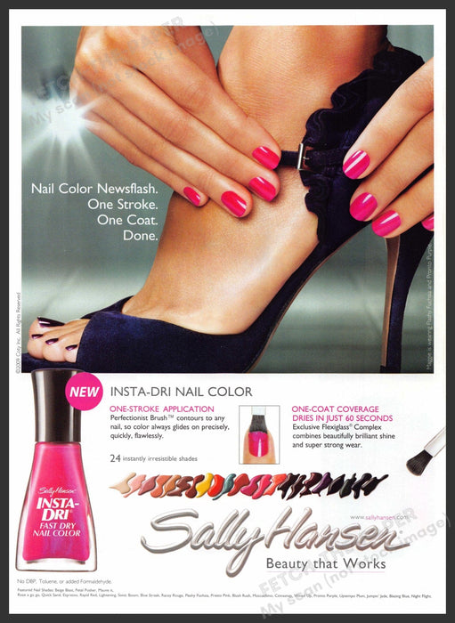 Sally Hansen 2000s Print Advertisement 2009 Nail Polish Foot Beautiful Fetch-the-Paper