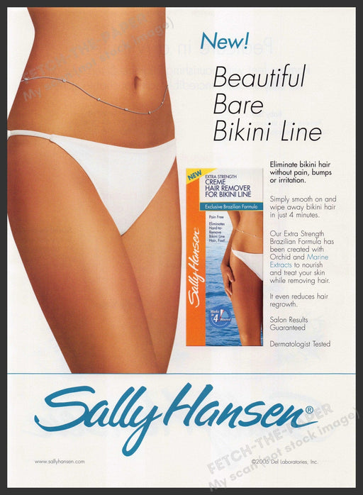 Sally Hansen Bikini Line 2000s Print Advertisement 2005 Legs Stomach Bare Fetch-the-Paper