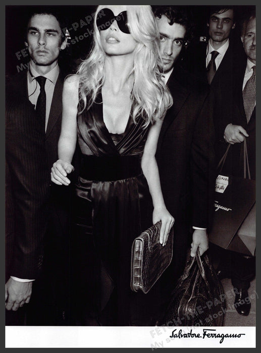Salvatore Ferragamo Claudia Schiffer 2000s Print Advertisement 2007 Bodyguards Salvatore Ferragamo