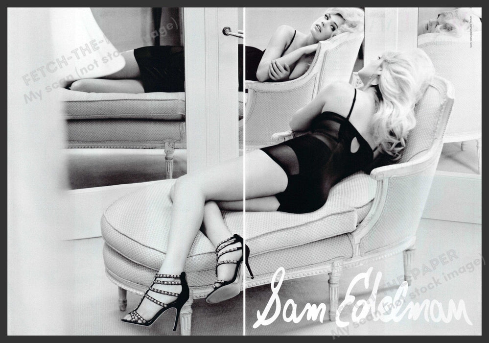 Sam Edelman Kate Upton 2010s Print Advertisement (2 page) 2013 Chaise Lounge Fetch-the-Paper