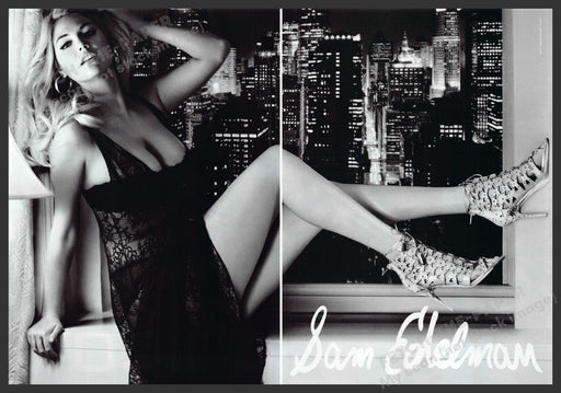 Sam Edelman Kate Upton 2010s Print Advertisement (2 page) 2013 Window Cityscape Fetch-the-Paper