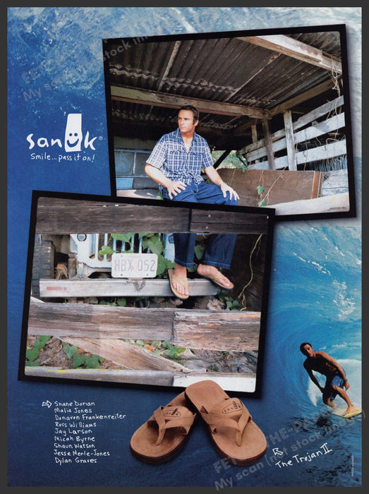 Sanuk Shoes Shane Dorian Surfer 2000s Print Advertisement Ad 2002 Fetch-the-Paper