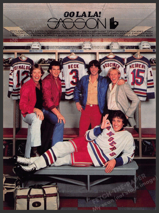 Sasson New York Rangers Hockey 1980s Print Advertisement 1981 Sasson