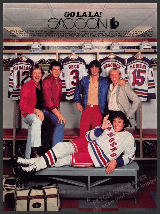 Sasson New York Rangers Hockey 1980s Print Advertisement 1981 Sasson