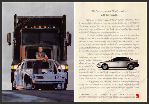 Saturn SL2 1990s Magazine Print Advertisement (2 pages) 1998 Wendy Layton Saturn SL2