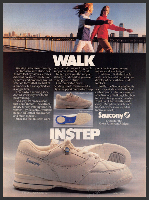 Saucony 1980s Print Advertisement Ad 1987 InStep Ladies Walking Boardwalk Saucony