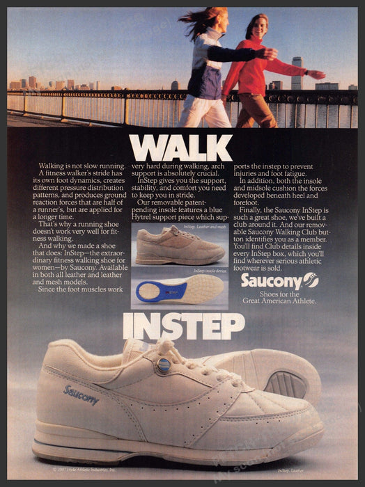 Saucony 1980s Print Advertisement Ad 1987 InStep Ladies Walking Boardwalk Saucony