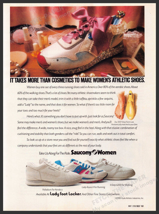 Saucony 1990s Magazine Print Advertisement 1990 Women Athletic Shoes Saucony