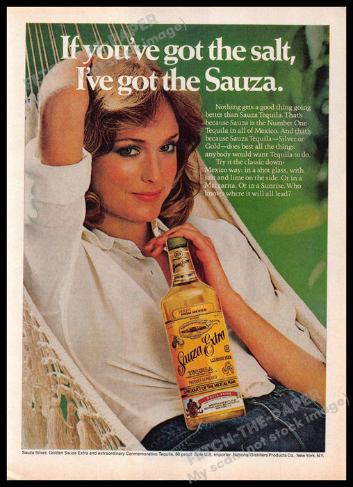 Sauza Extra 1970s Print Advertisement 1977 Woman Hammock Sauza Extra