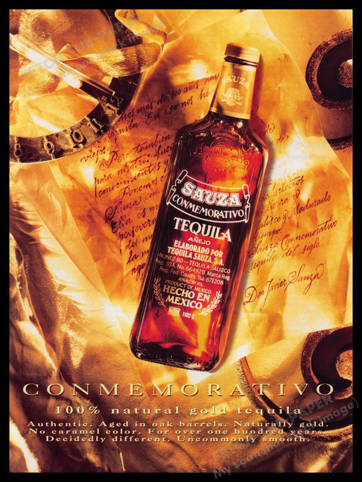 Sauza Tequila 1990s Print Advertisement Ad 1991 "Natural gold tequila" Fetch-the-Paper