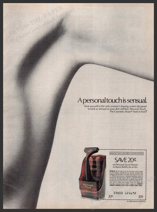 Schick 1980s Print Advertisement Ad 1985 Personal Touch Sensual Bare Skin Schick