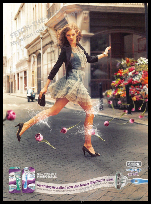 Schick Hydro Silk 2010s Print Advertisement 2013 Girl Legs Running Streets Schick