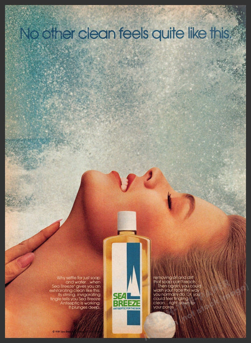 Sea Breeze 1980s Print Advertisement 1982 Skincare Woman Neck Water Ocean Fetch-the-Paper