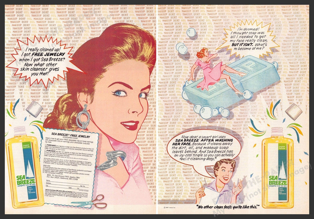 Sea Breeze 1980s Print Advertisement (2 pages) 1987 Jewelry Giveaway Promo Ad Sea Breeze