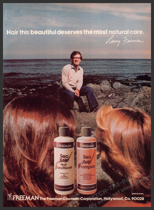 Sea Kelp Hair 1980s Print Advertisement 1982 Larry Freeman Beach Rocks Larry Freeman
