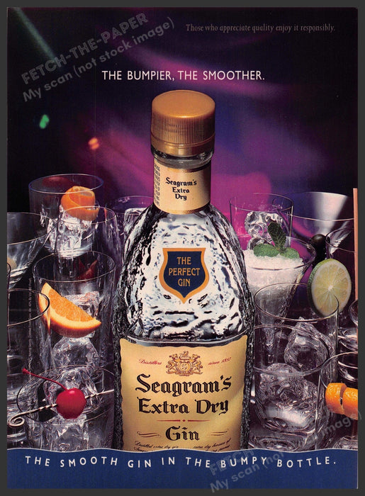 Seagram's 1990s Print Advertisement 1995 "The bumpier, the smoother." Seagram's