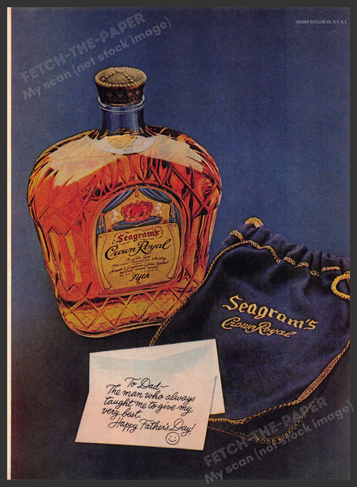 Seagram's Crown Royal 1970s Print Advertisement 1976 Happy Father's Day Fetch-the-Paper