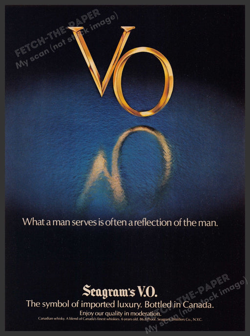 Seagram's V.O. Canadian Whisky Reflection 1970s Print Advertisement Ad 1979 Fetch-the-Paper